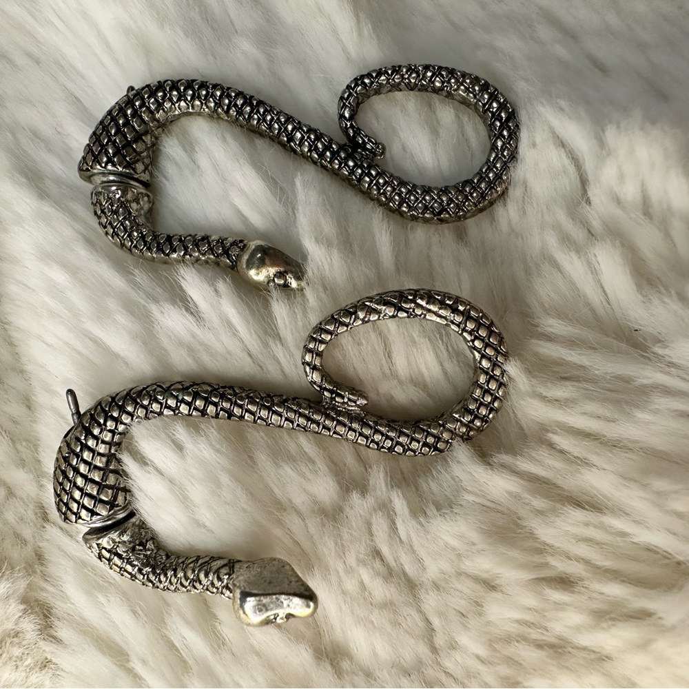 Silver snake earrings